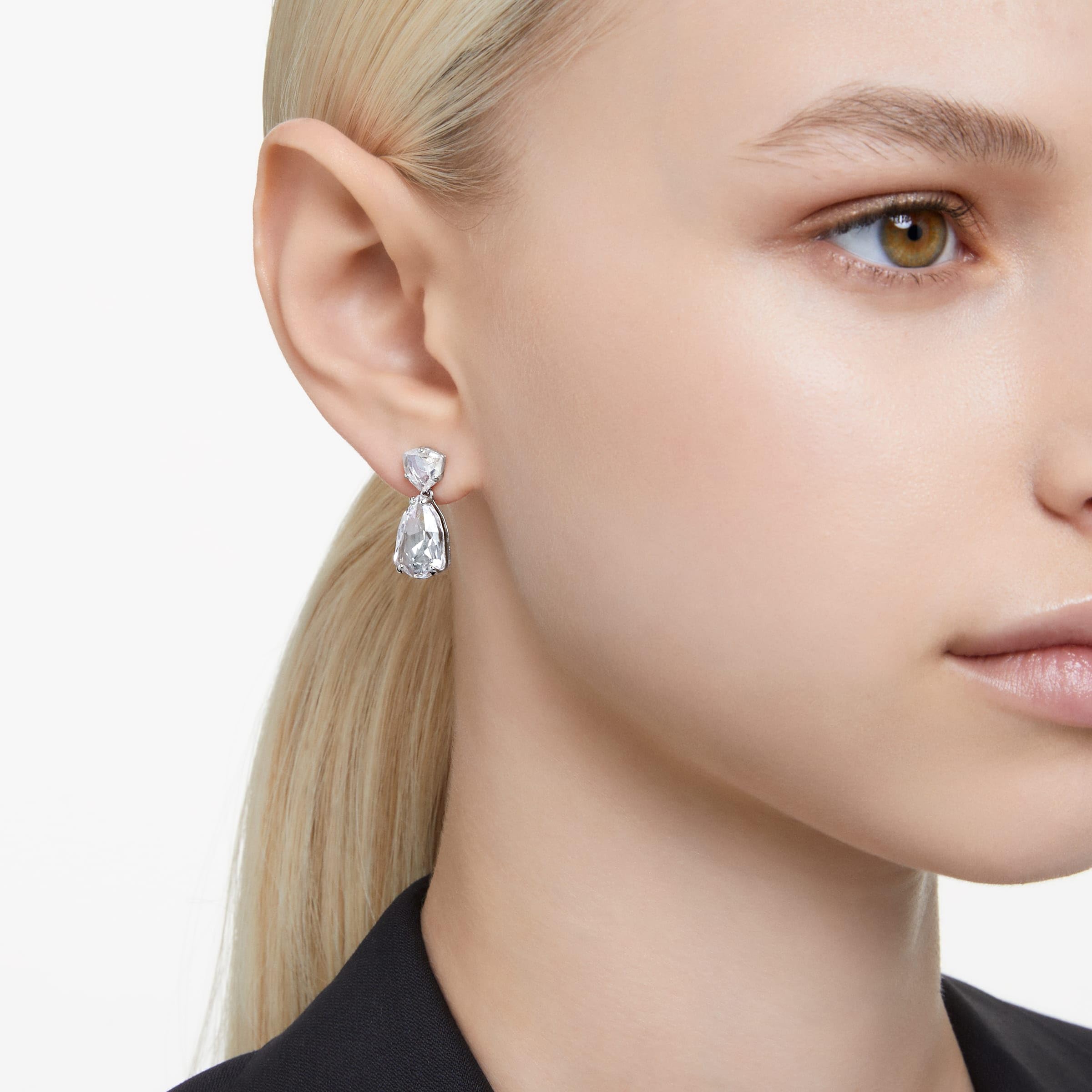 Foto 5 | Pendientes Swarovski Mesmera Drop Con Piedras Grandes Y Transparentes De Talla Mixta - Venta Internacional.