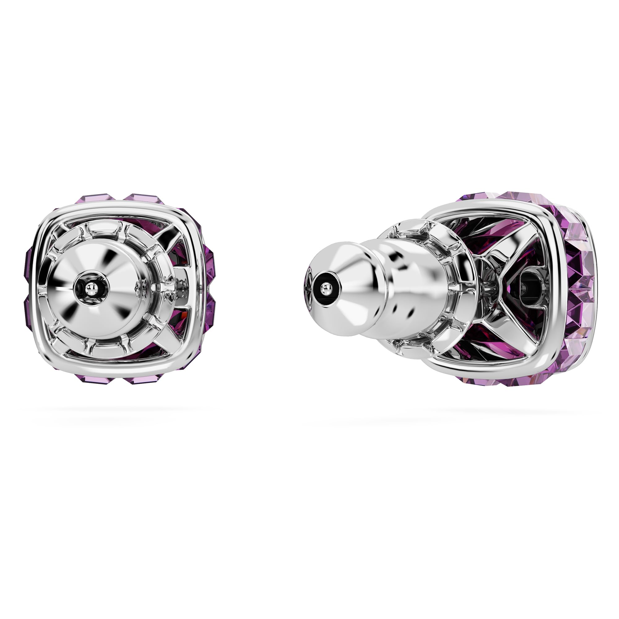 Foto 5 pulgar | Pendientes De Tuerca De Cristal Morado Con Piedra Natal De Febrero De Swarovski - Venta Internacional.