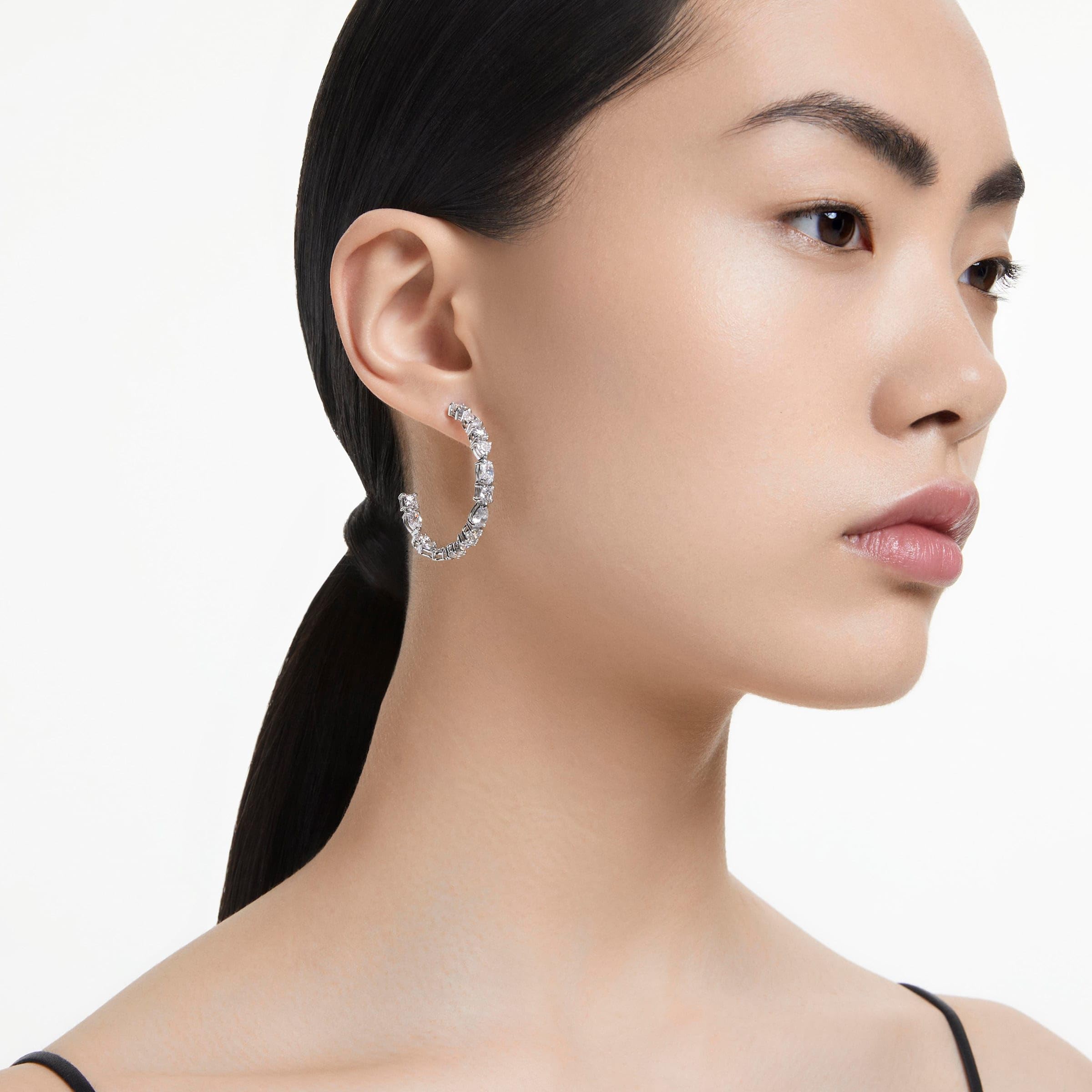 Foto 5 | Pendientes De Aro Swarovski Mesmera Con Piedras Transparentes De Talla Mixta - Venta Internacional.