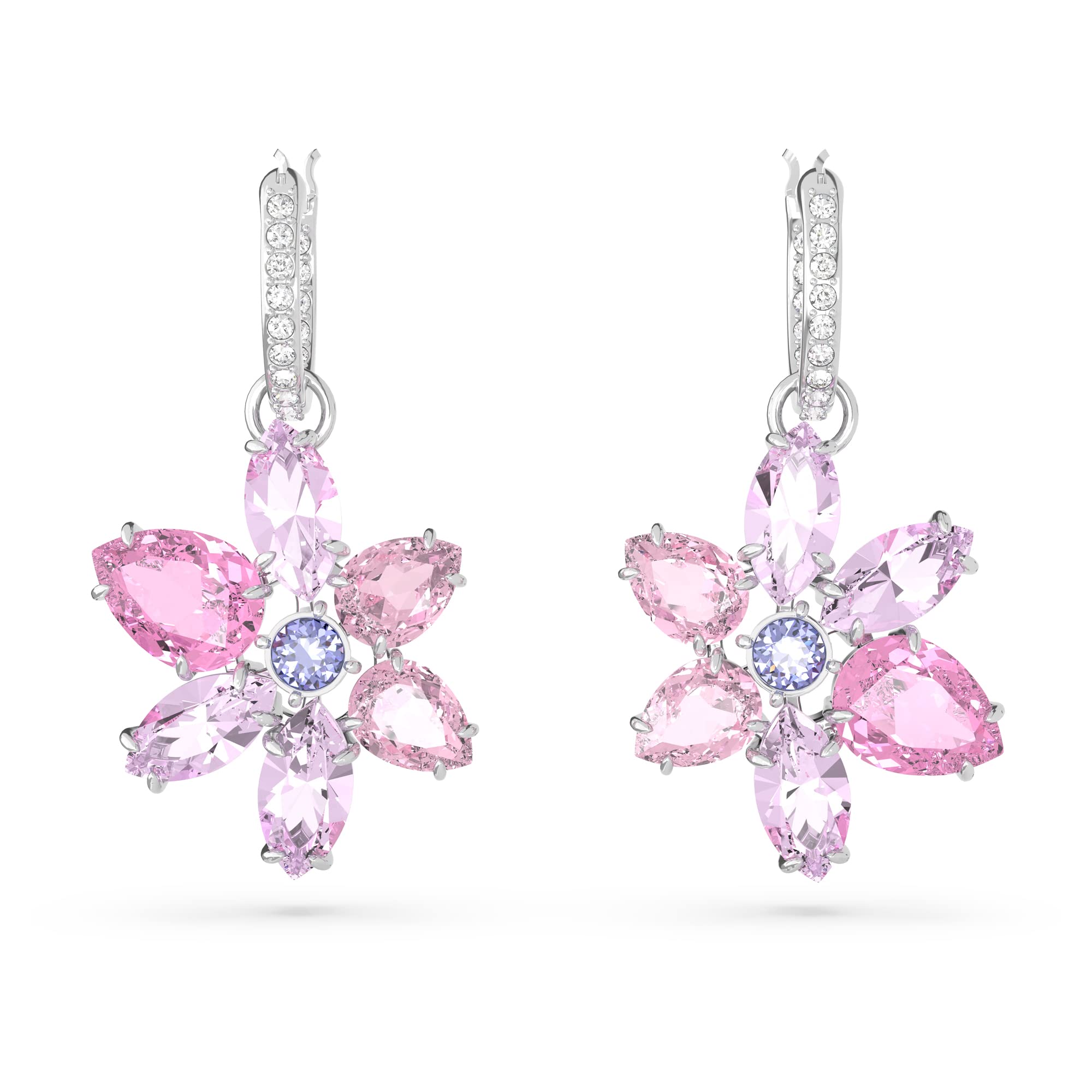 Foto 2 | Pendientes Con Diseño De Flores De Gema De Swarovski Con Cristales Morados - Venta Internacional.