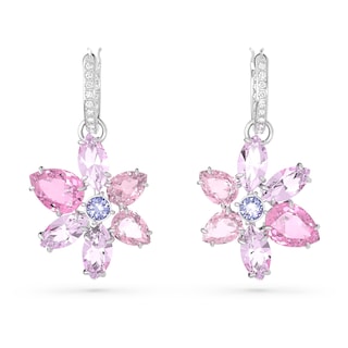 Foto 2 | Pendientes Con Diseño De Flores De Gema De Swarovski Con Cristales Morados - Venta Internacional.