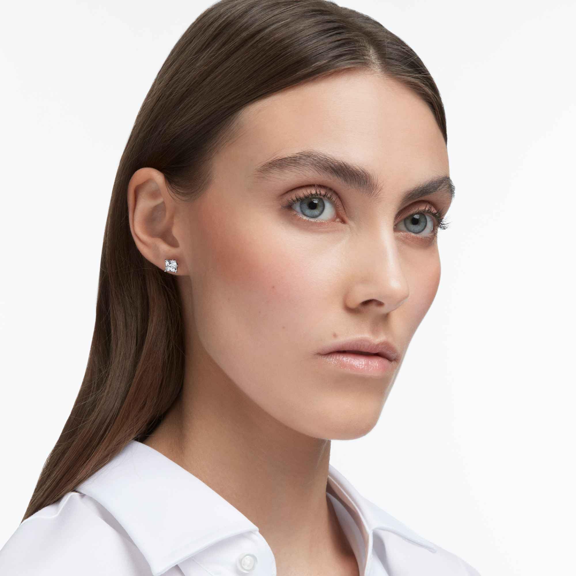 Foto 4 | Pendientes Cuadrados Swarovski Attract Con Cristales Transparentes - Venta Internacional.
