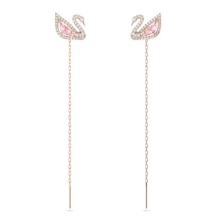 Foto 1 | Pendientes Swarovski Swan En Oro Rosa Con Cristales Rosas Y Transparentes - Venta Internacional.