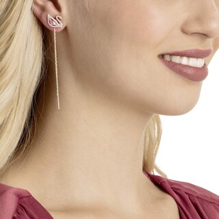 Foto 6 | Pendientes Swarovski Swan En Oro Rosa Con Cristales Rosas Y Transparentes - Venta Internacional.