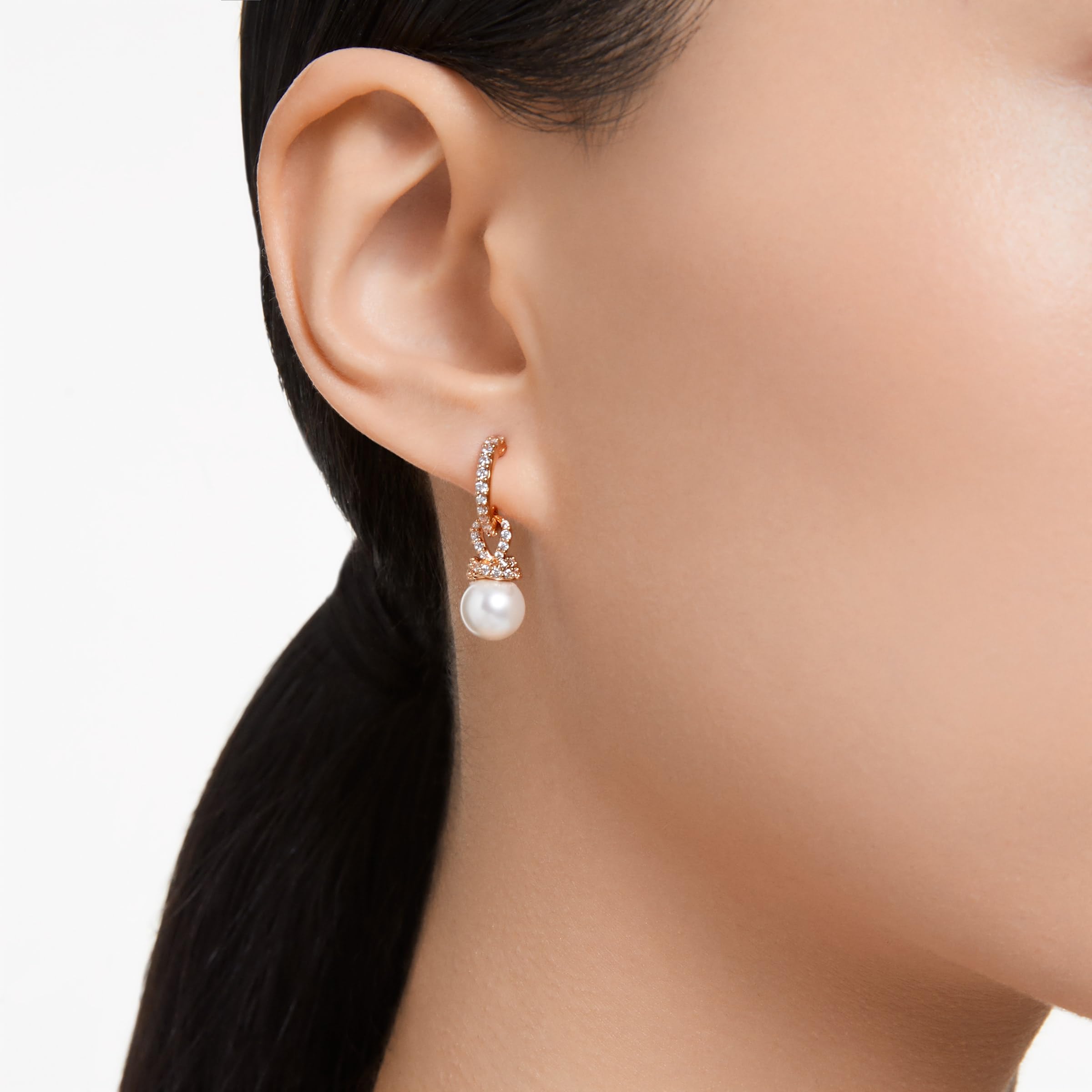 Foto 5 | Pendientes Swarovski Originalmente En Forma De Gota De Perlas En Tono Oro Rosa - Venta Internacional.