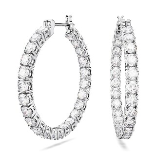 Foto 1 | Pendientes Swarovski Matrix Hoop Con Cristales Redondos Blancos - Venta Internacional.