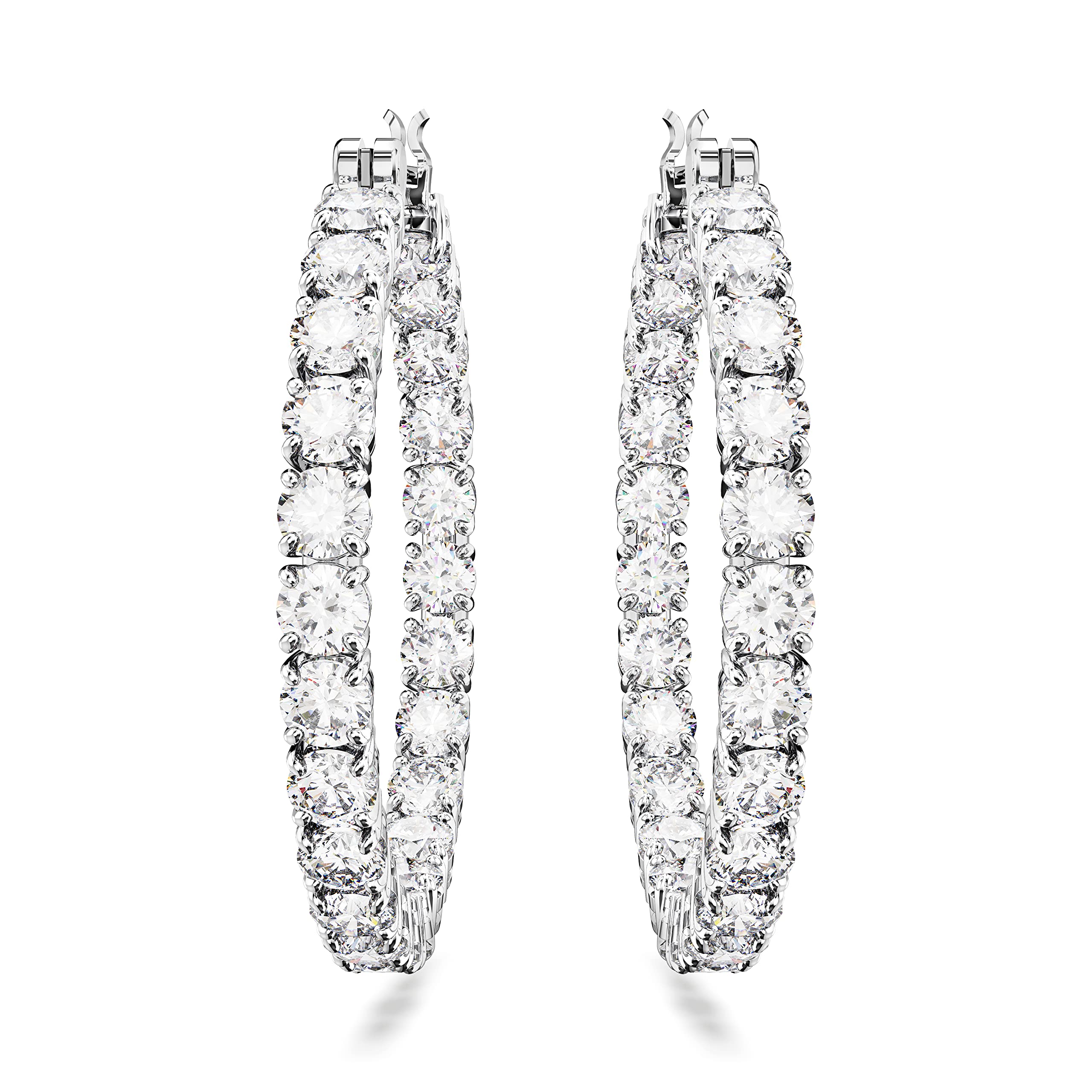 Foto 2 | Pendientes Swarovski Matrix Hoop Con Cristales Redondos Blancos - Venta Internacional.