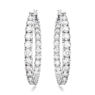 Foto 2 | Pendientes Swarovski Matrix Hoop Con Cristales Redondos Blancos - Venta Internacional.