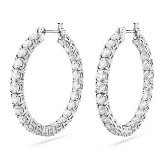Foto 3 | Pendientes Swarovski Matrix Hoop Con Cristales Redondos Blancos - Venta Internacional.
