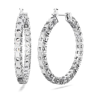 Foto 4 | Pendientes Swarovski Matrix Hoop Con Cristales Redondos Blancos - Venta Internacional.