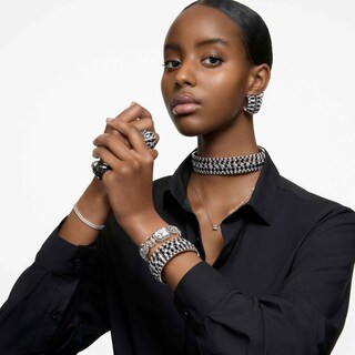 Foto 5 | Pendientes Swarovski Constella Con Forma De Aro Perforados En Forma De Gota, Acabado En Rodio - Venta Internacional.