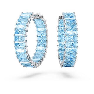Foto 1 | Pendientes Tipo Argolla Swarovski Matrix Con Cristales Azules De Talla Princesa - Venta Internacional.