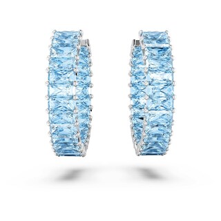 Foto 2 | Pendientes Tipo Argolla Swarovski Matrix Con Cristales Azules De Talla Princesa - Venta Internacional.
