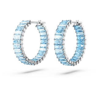 Foto 3 | Pendientes Tipo Argolla Swarovski Matrix Con Cristales Azules De Talla Princesa - Venta Internacional.
