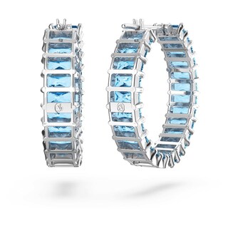 Foto 4 | Pendientes Tipo Argolla Swarovski Matrix Con Cristales Azules De Talla Princesa - Venta Internacional.