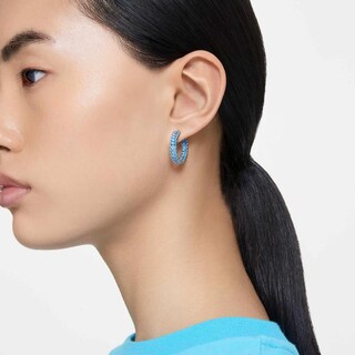 Foto 5 | Pendientes Tipo Argolla Swarovski Matrix Con Cristales Azules De Talla Princesa - Venta Internacional.