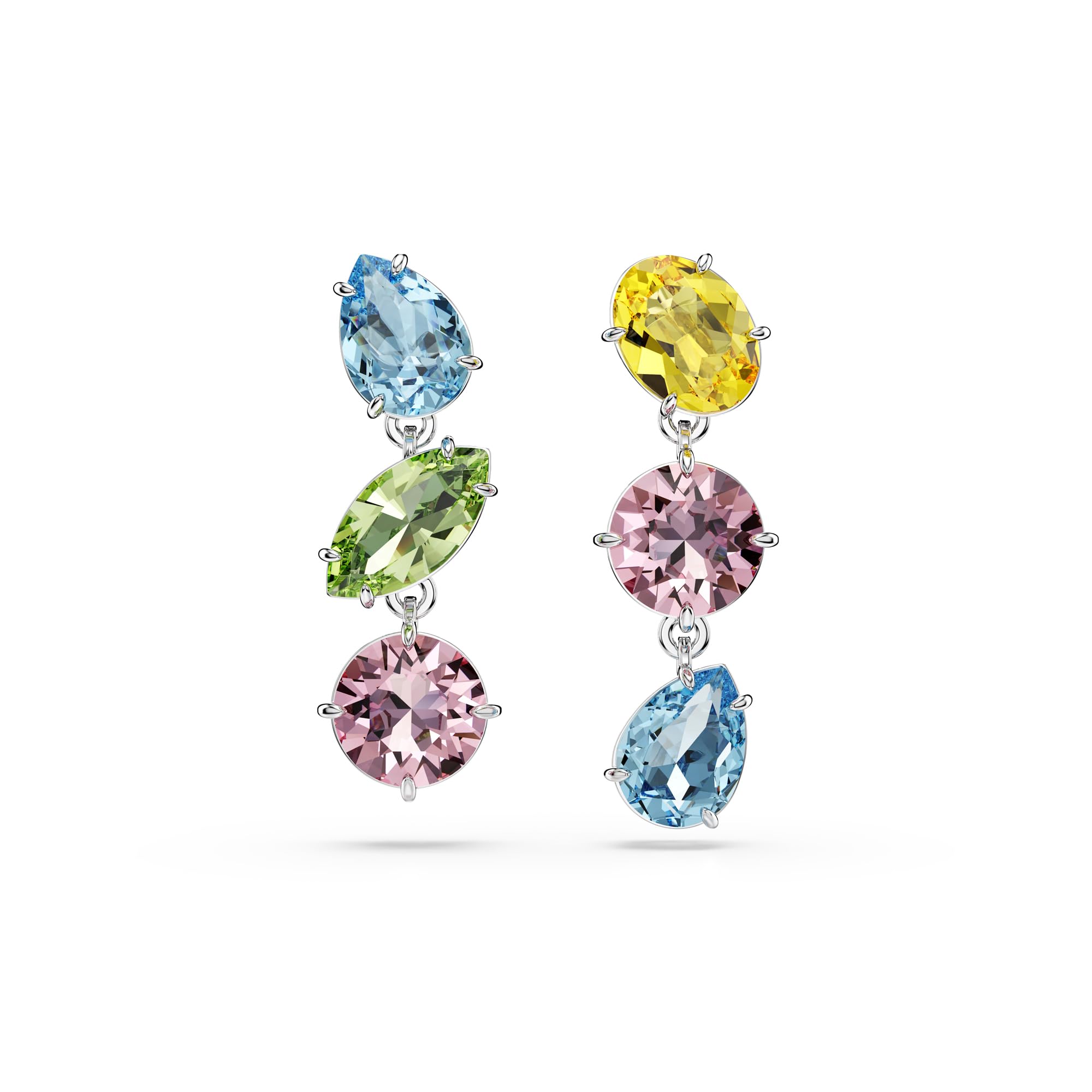 Foto 1 | Pendientes Swarovski Gema Drop Asimétricos Multicolores En Rodio - Venta Internacional.