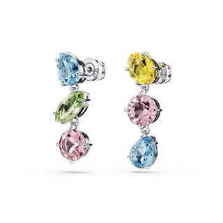 Foto 3 | Pendientes Swarovski Gema Drop Asimétricos Multicolores En Rodio - Venta Internacional.