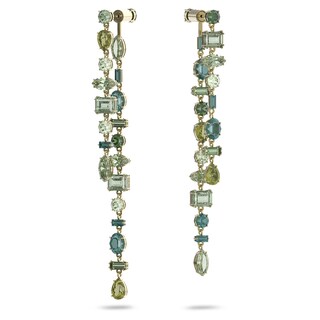 Foto 3 | Pendientes Swarovski Gema Drop Green Crystal De Metal Dorado - Venta Internacional.