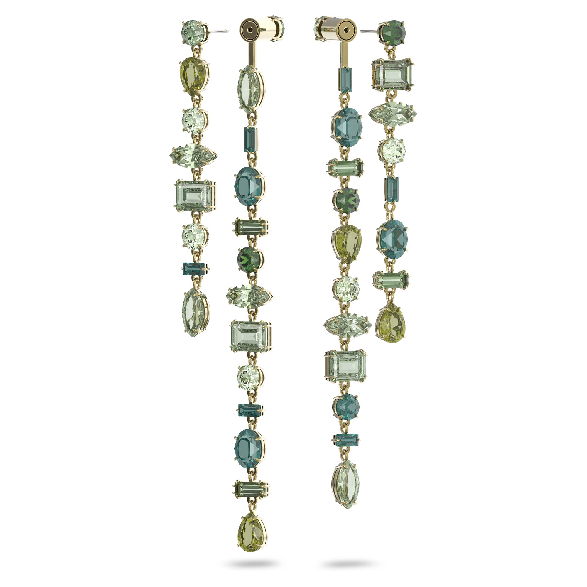 Foto 6 pulgar | Pendientes Swarovski Gema Drop Green Crystal De Metal Dorado - Venta Internacional.
