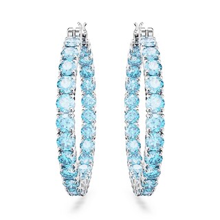 Foto 2 | Pendientes Swarovski Matrix Hoop Con Cristales Azules Frescos De Rodio - Venta Internacional.