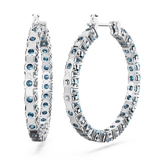 Foto 4 | Pendientes Swarovski Matrix Hoop Con Cristales Azules Frescos De Rodio - Venta Internacional.