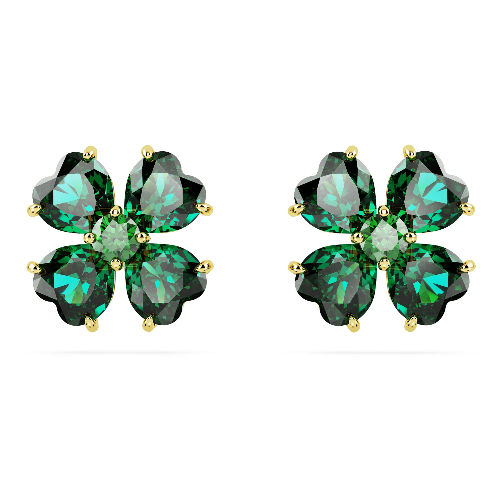 Foto 2 pulgar | Pendientes De Tuerca Swarovski Idyllia En Tono Dorado Con Piedras Verdes - Venta Internacional.