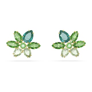 Foto 1 | Pendientes De Cristal Verde Con Forma De Flor Perforada Con Forma De Gema De Swarovski - Venta Internacional.