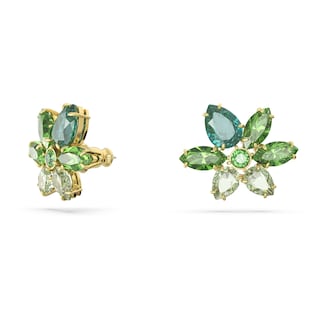 Foto 2 | Pendientes De Cristal Verde Con Forma De Flor Perforada Con Forma De Gema De Swarovski - Venta Internacional.