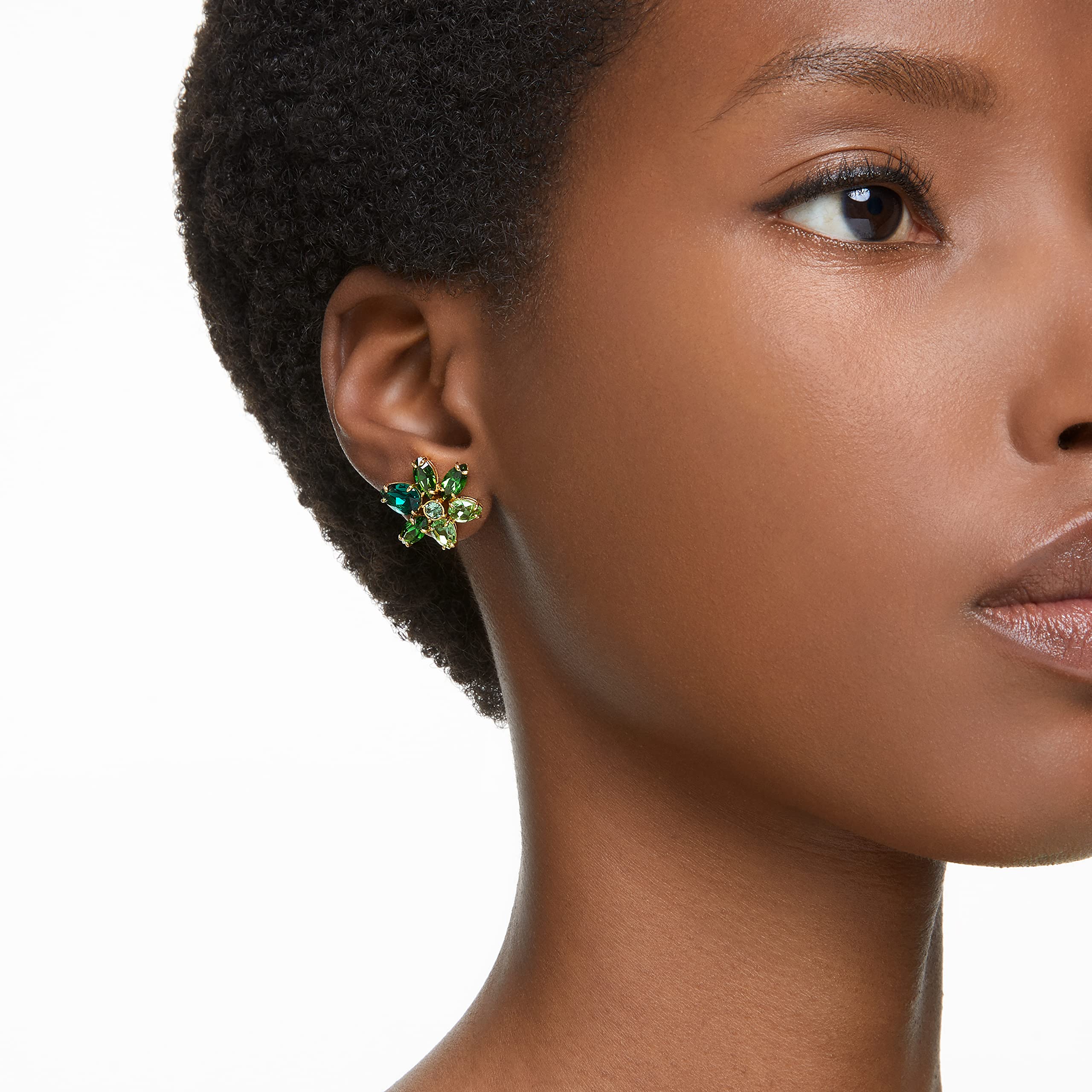 Foto 5 | Pendientes De Cristal Verde Con Forma De Flor Perforada Con Forma De Gema De Swarovski - Venta Internacional.