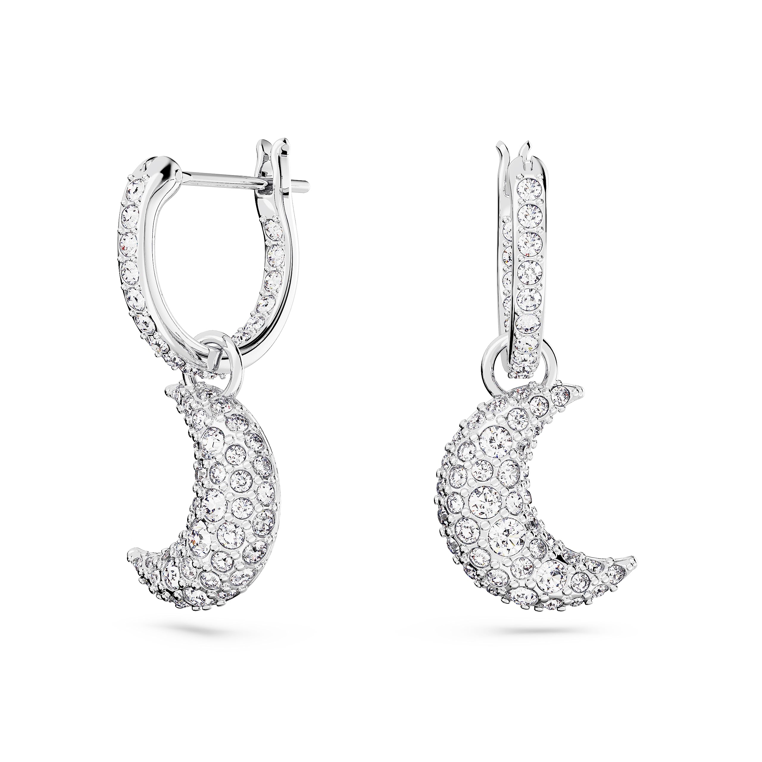 Pendientes Swarovski Sublima Drop Con Forma De Luna Creciente En Rodio - Venta Internacional.