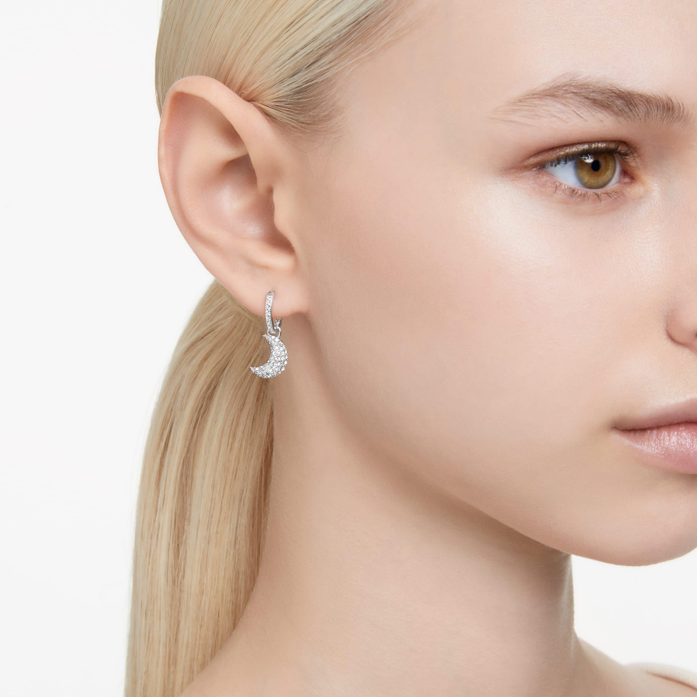 Foto 5 | Pendientes Swarovski Sublima Drop Con Forma De Luna Creciente En Rodio - Venta Internacional.