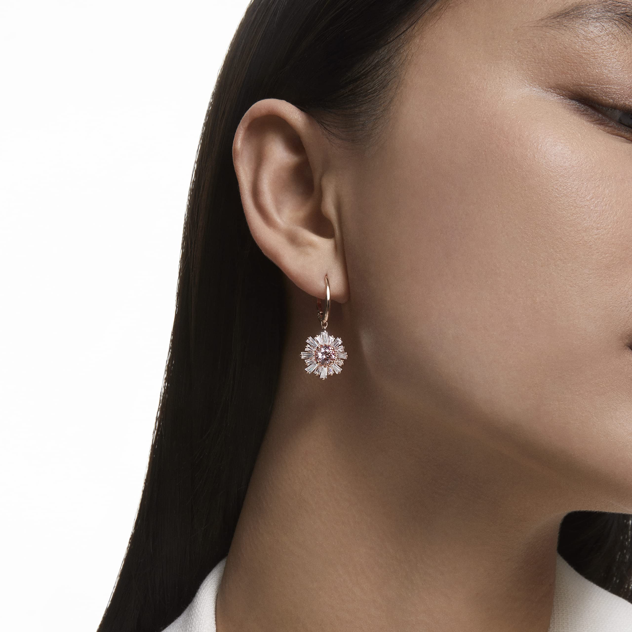 Foto 4 pulgar | Pendientes Swarovski Sunshine Drop Hoop Con Cristal Rosa - Venta Internacional.