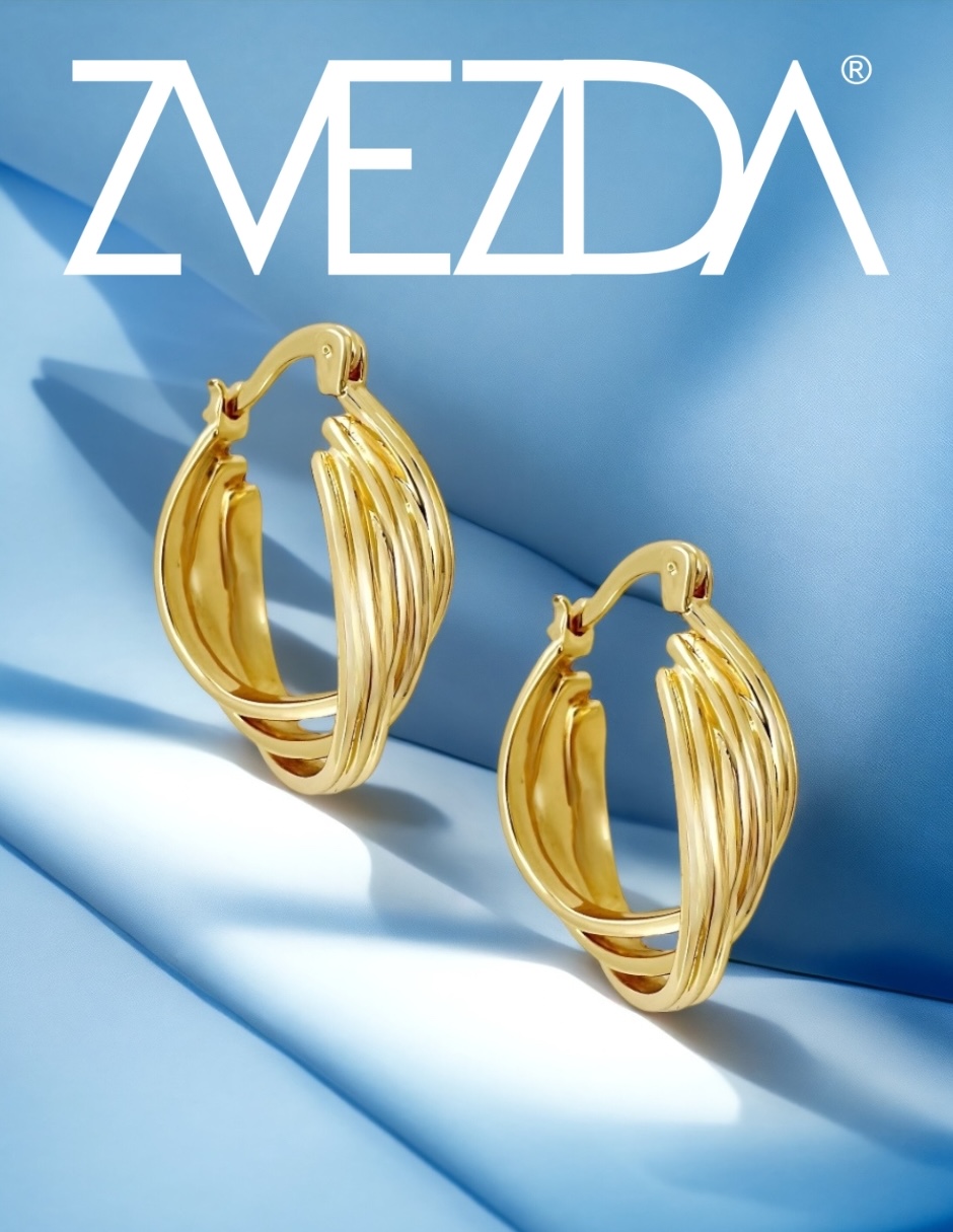 Foto 2 | Arracadas Zvezda Multiaros Chapa de Oro 18k