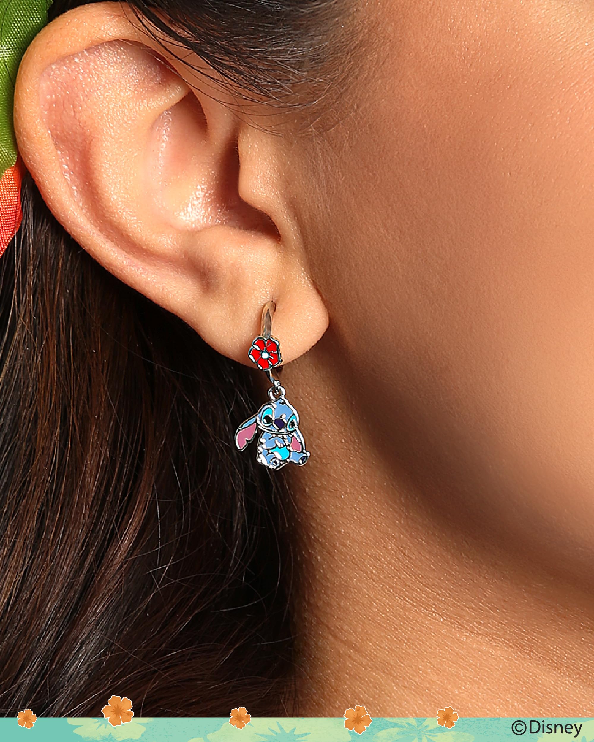 Foto 3 pulgar | Aretes Disney Lilo & Stitch con Flor Hibisco - Venta Internacional