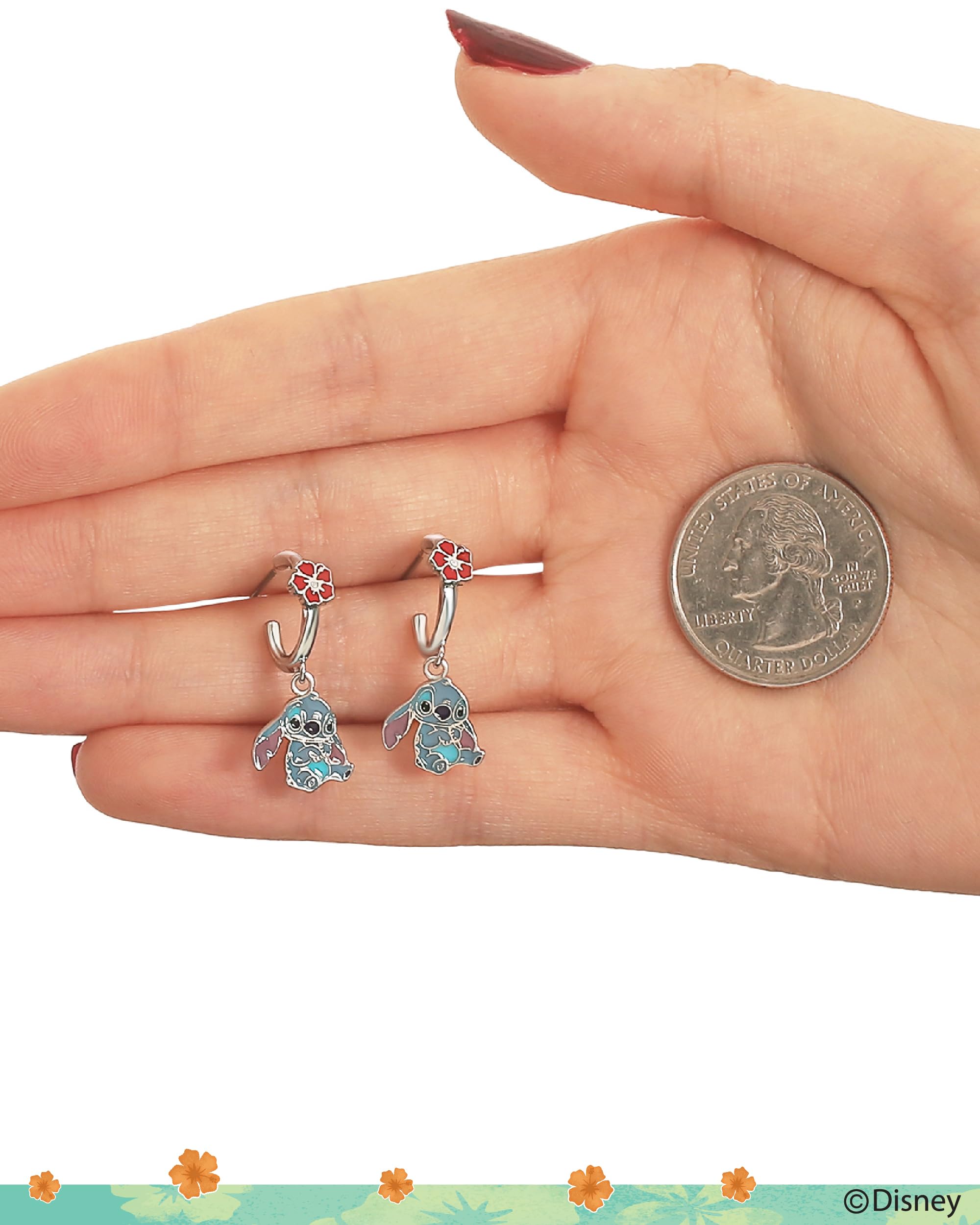 Foto 5 pulgar | Aretes Disney Lilo & Stitch con Flor Hibisco - Venta Internacional
