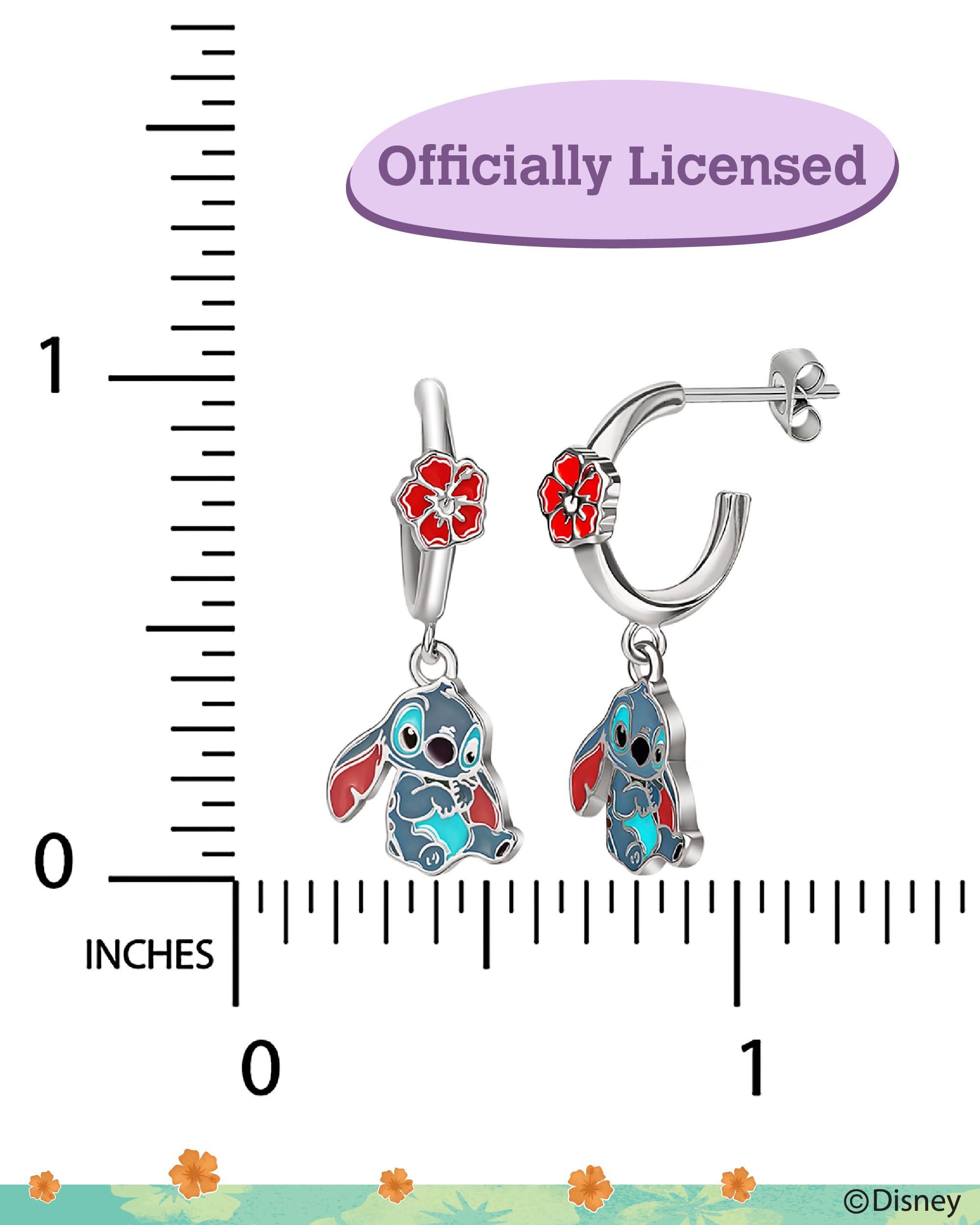 Foto 6 pulgar | Aretes Disney Lilo & Stitch con Flor Hibisco - Venta Internacional