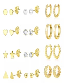 Foto 2 | 12 Aretes De Laminado Oro 14k + Termo De Agua Güish