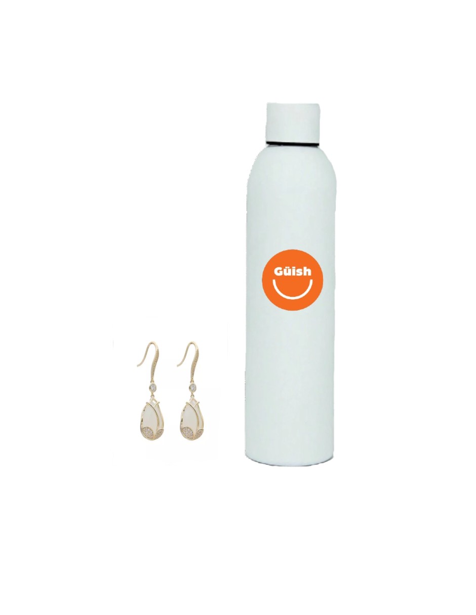 Aretes De Tulipán + Termo De Agua Güish