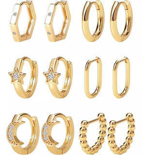Foto 1 | Aretes de Oro 14 k Huggies 6 Pares