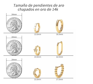 Foto 2 | Aretes de Oro 14 k Huggies 6 Pares