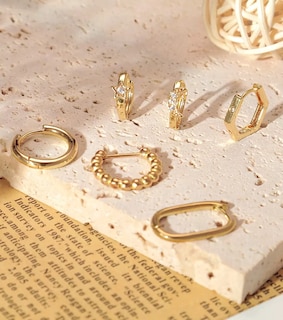 Foto 3 | Aretes de Oro 14 k Huggies 6 Pares
