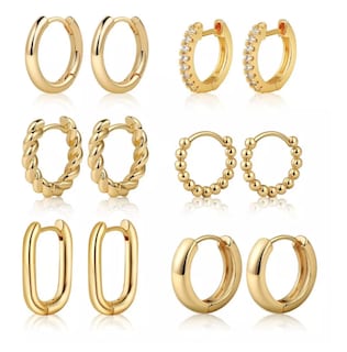 Foto 1 | 6 Pares Aretes Para Mujer Oro 14k Set Arracadas Xtellar Moda