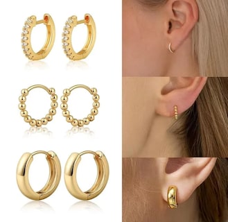 Foto 2 | 6 Pares Aretes Para Mujer Oro 14k Set Arracadas Xtellar Moda