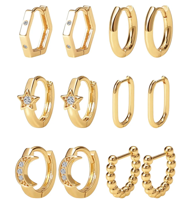 Foto 1 | Aretes de Oro Xellar 14 k 6 Piezas