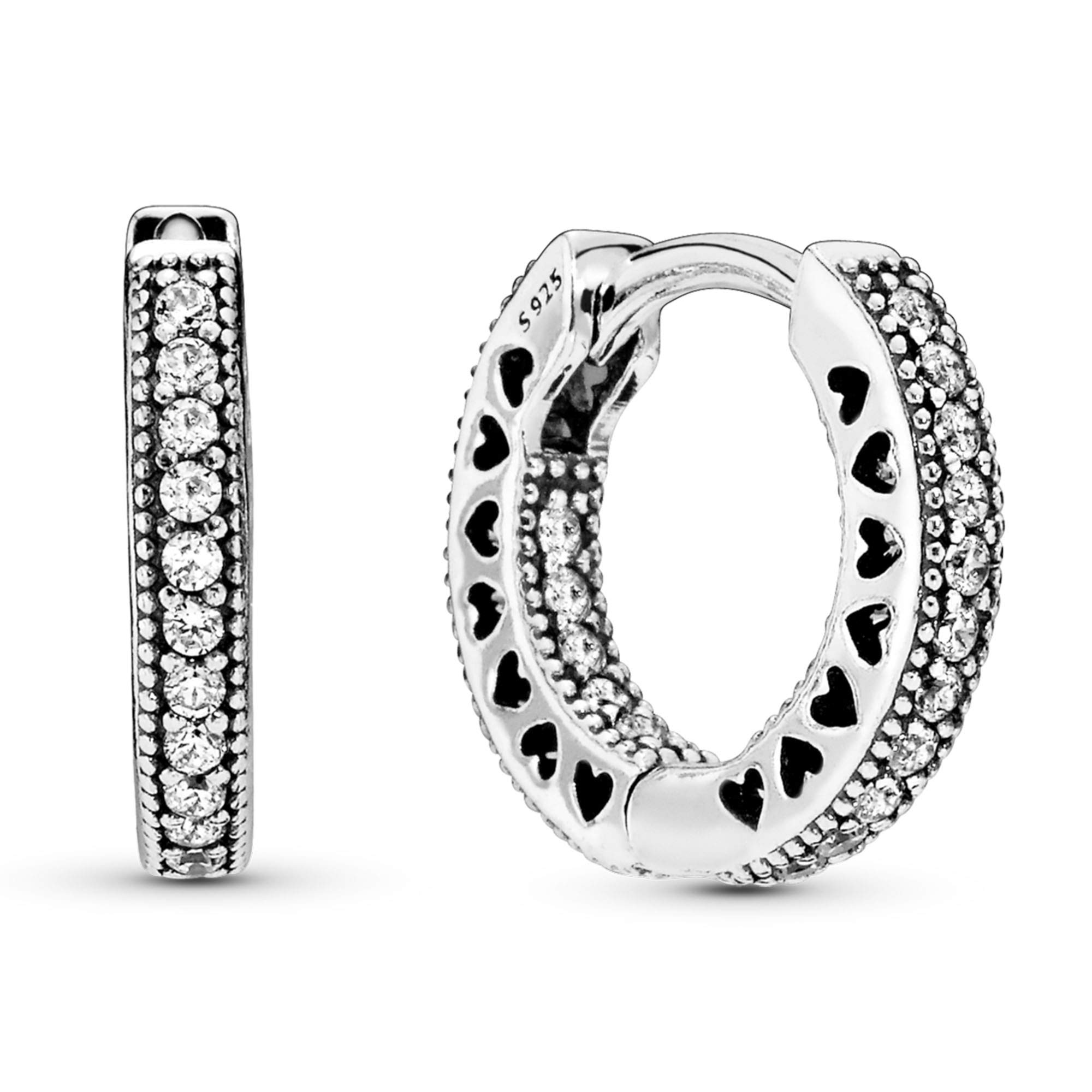 Foto 3 pulgar | Pendientes Pandora Con Forma De Argolla En Forma De Corazón Con Forma De Pavé Para Mujer En Plata De Ley - Vent