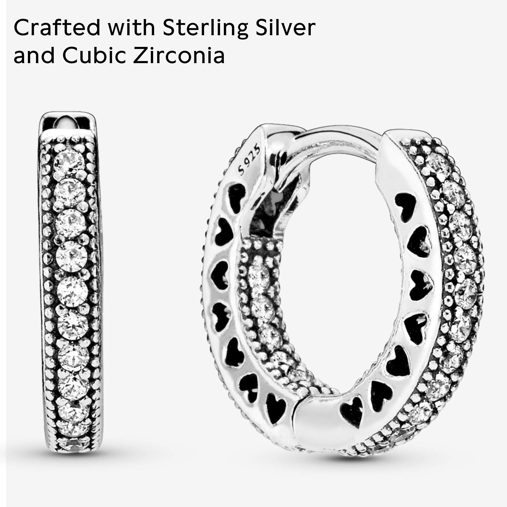 Foto 5 pulgar | Pendientes Pandora Con Forma De Argolla En Forma De Corazón Con Forma De Pavé Para Mujer En Plata De Ley - Vent