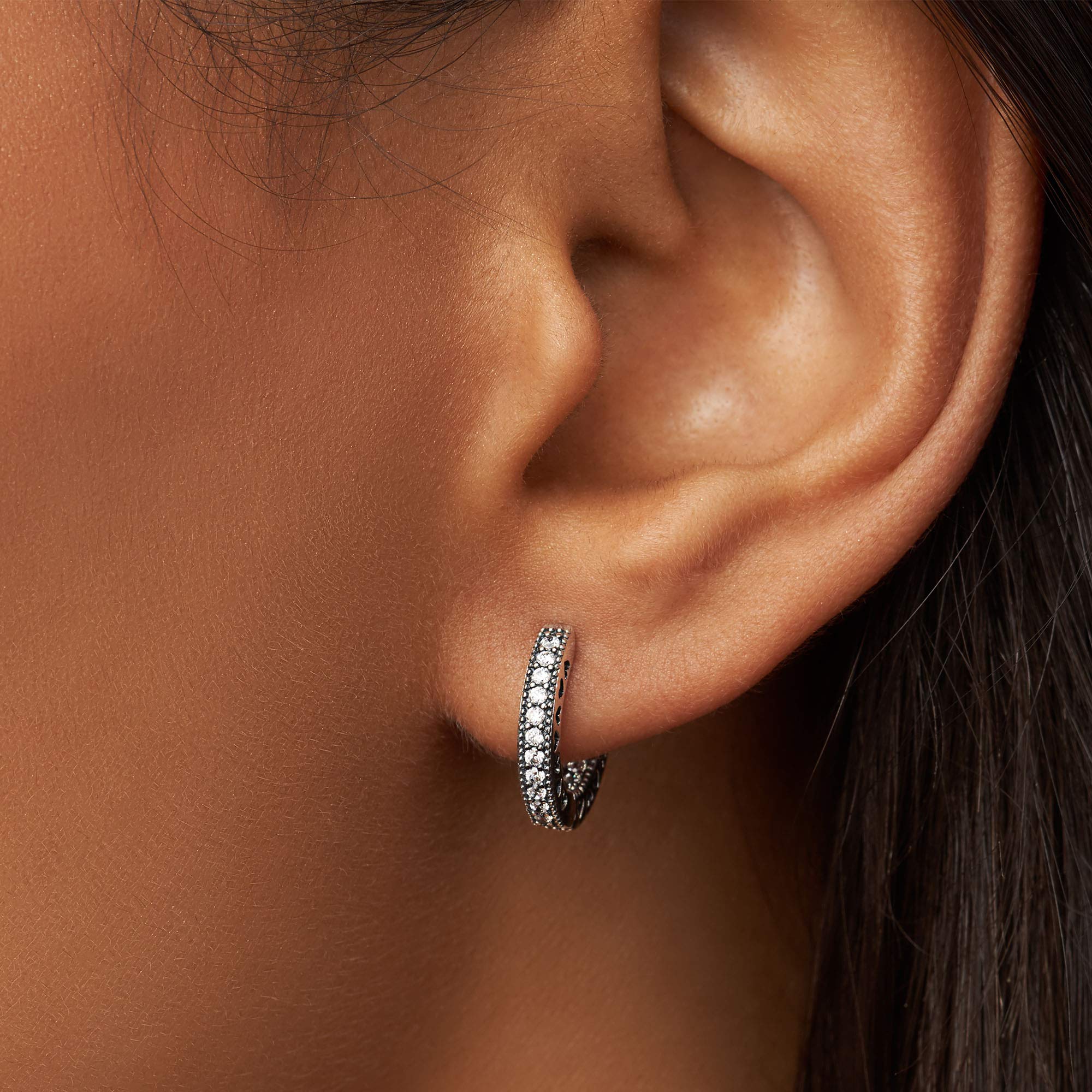 Foto 6 pulgar | Pendientes Pandora Con Forma De Argolla En Forma De Corazón Con Forma De Pavé Para Mujer En Plata De Ley - Vent