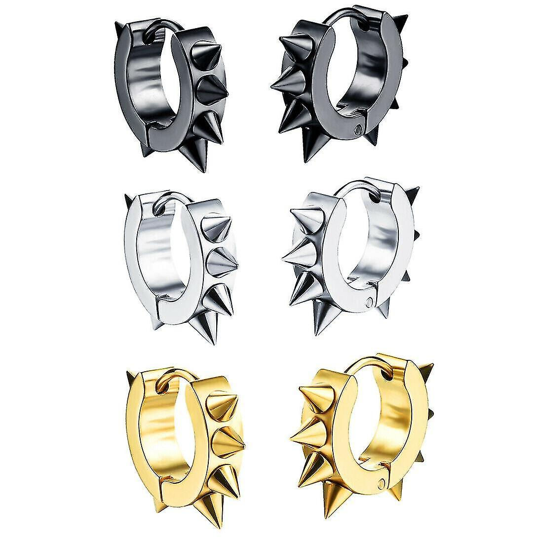 Foto 2 pulgar | Set De Pendientes Punk Hip Hop De Acero Inoxidable Para Hombre Y Mujer - Venta Internacional.