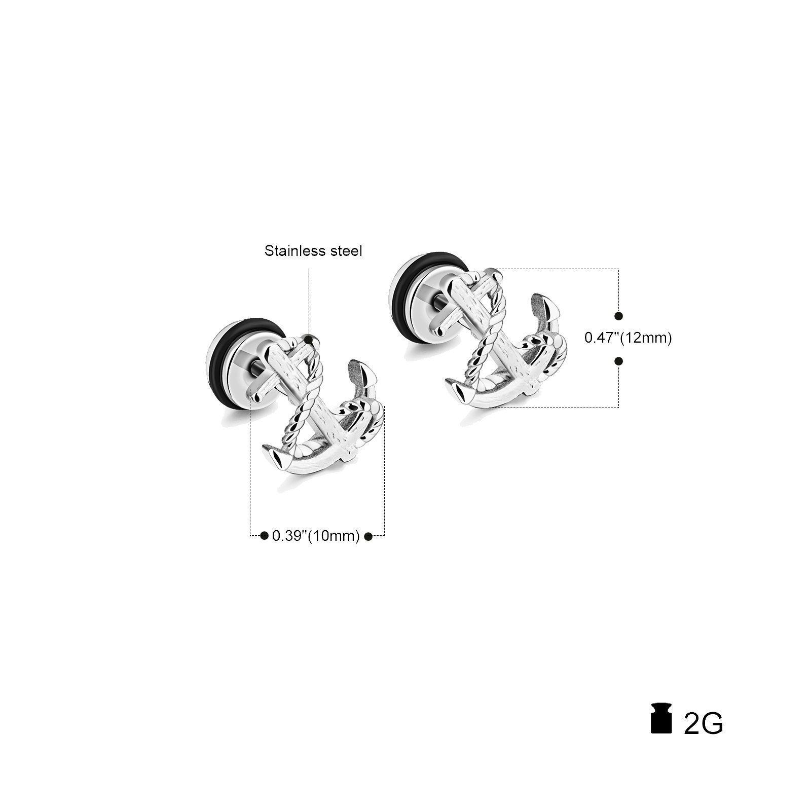 Foto 3 pulgar | Juego De 3 Pares De Pendientes Con Forma De Ancla De Acero Inoxidable Para Hombres/mujeres - Venta Internacional.